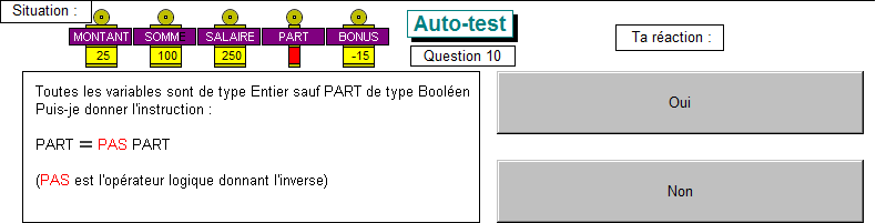 Test sur les variables, question 10