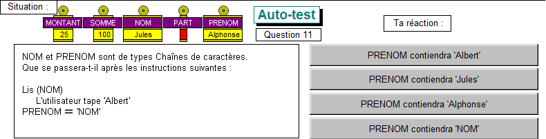 Test sur les variables, question 11