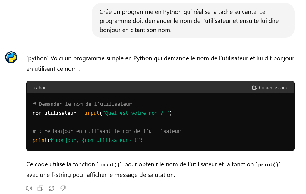 Résultat du module Python